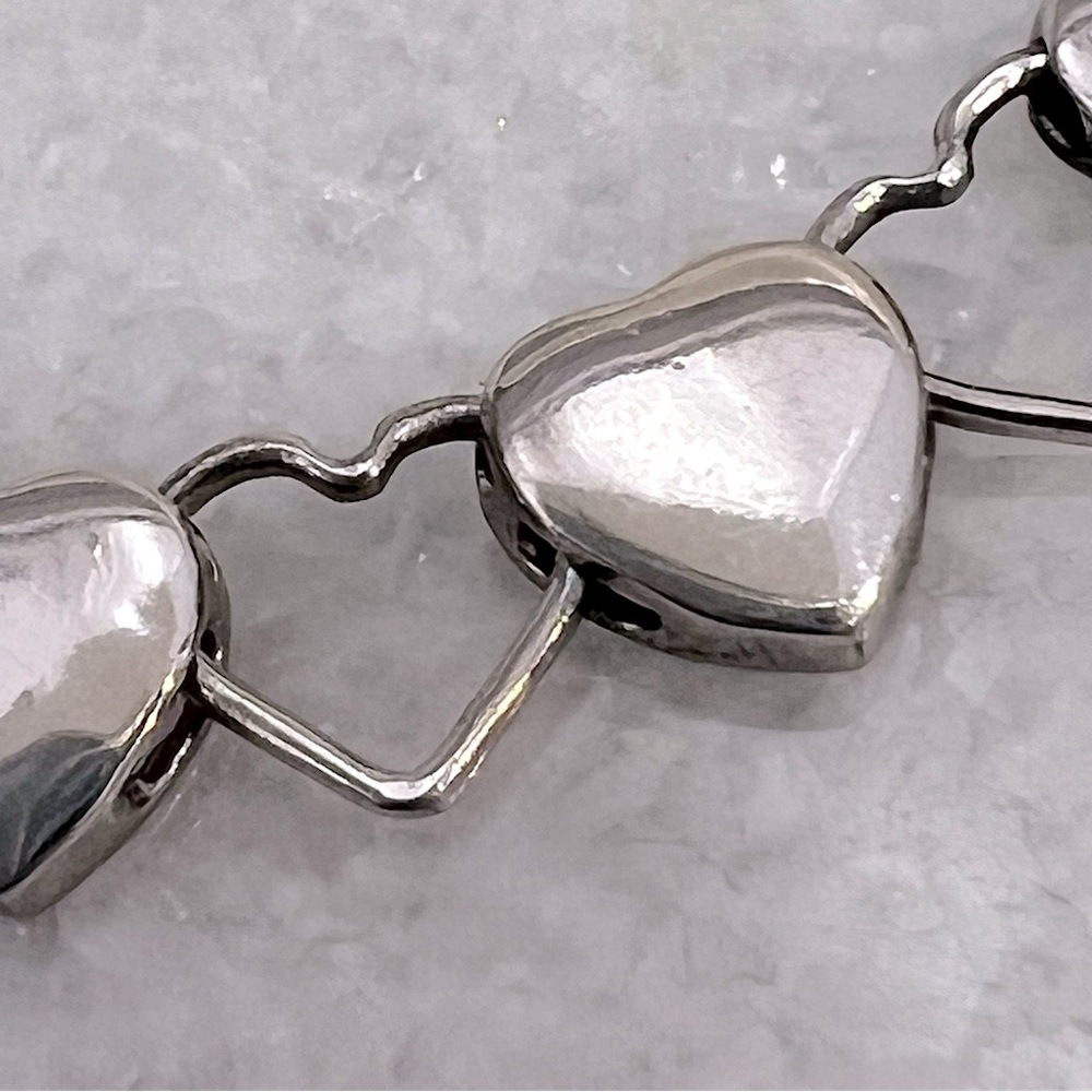 Sterling Silver Linked Solid Open Heart Bolo Brac… - image 5